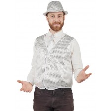 Gilet à sequins argent pour déguisement disco des années 70