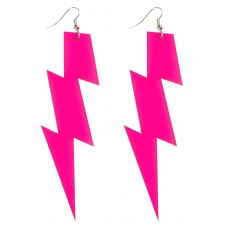 Boucles d'oreilles rose fluo en forme d'éclair