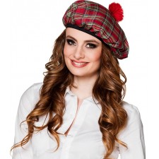 Béret tartan rouge pour déguisement écossais