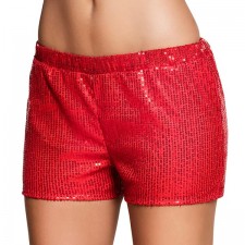 Short rouge avec sequins thème disco pour femme