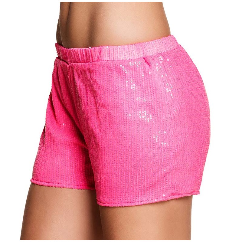 Short Sequins Rose Fluo Femme style années 80