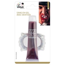 Dentier de vampire avec sang en gel