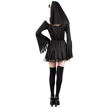 Déguisement Nonne Adulte - Robe Noire Avec Chapeau Et Croix - Taille M