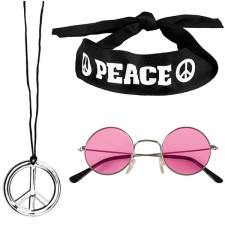 Set d'accessoires hippie lunettes, collier et bandeau