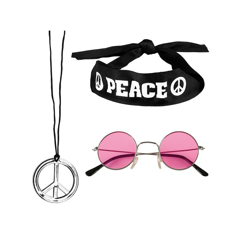 Kit Accessoire Hippie Bandeau Lunettes Collier