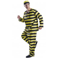 Costume de prisonnier noir et jaune pour adulte