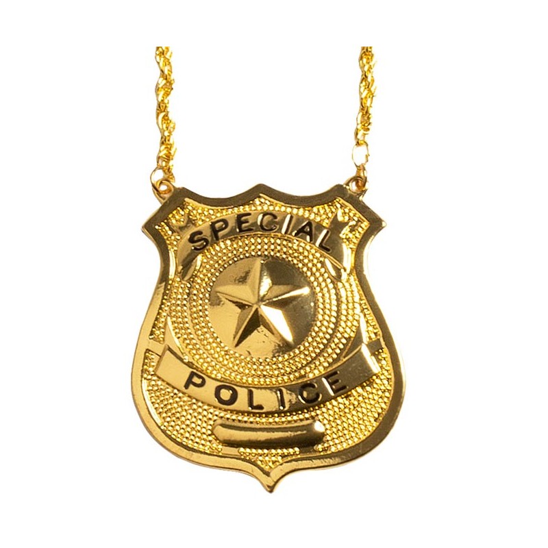 Collier Plaque de Police Doré - accessoires