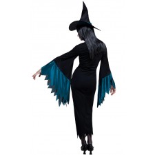 Déguisement de sorcière effrayant noir/bleu pour Halloween