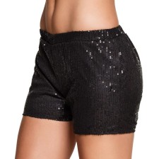 Short disco femme avec sequins noir pour déguisement