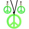 Collier peace and love vert fluo avec boucles d'oreilles hippie