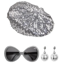 Kit 3 Accessoires Disco Argent Femme