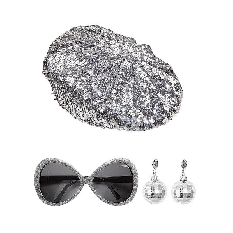 Kit 3 Accessoires Disco Argent Femme