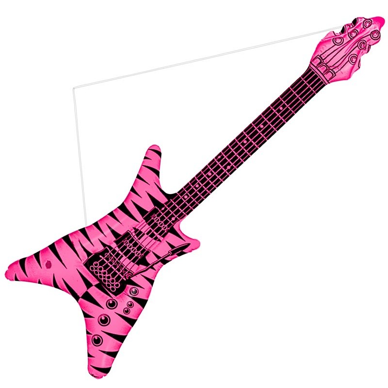 Guitare gonflable rose fluo