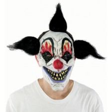 Masque maléfique de clown tueur avec cheveux noirs