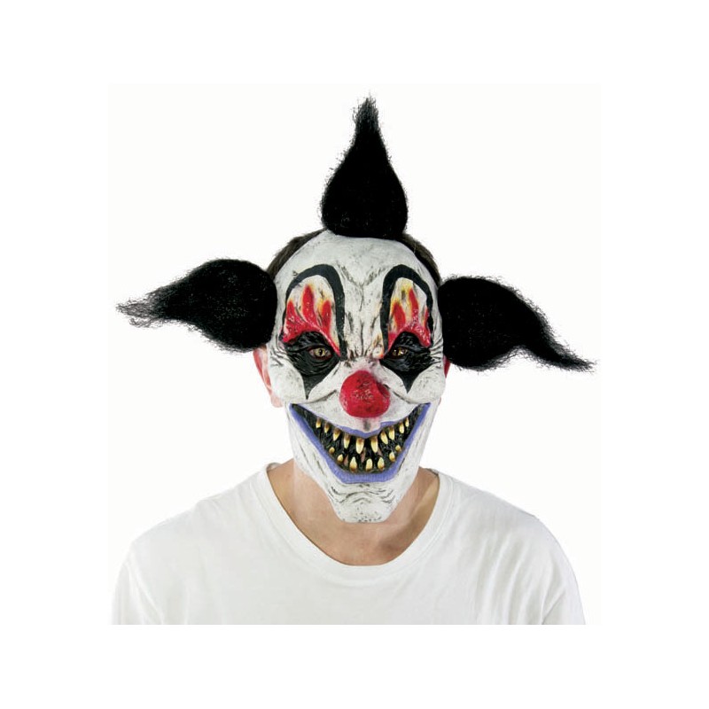 Masque maléfique de clown tueur avec cheveux noirs
