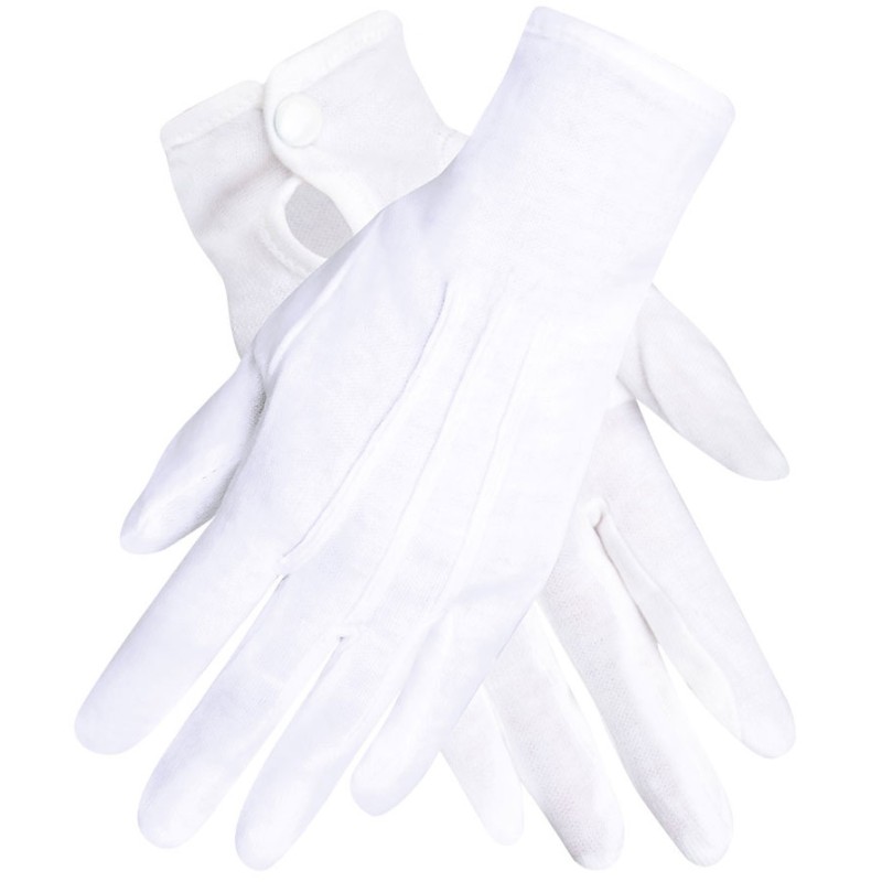 Gants Blancs Courts Fermeture Pression Adulte - accessoire de