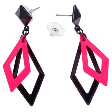 Boucles d'oreilles losange rose fluo