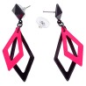 Boucles d'oreilles losange rose fluo