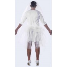 Déguisement composé d'une robe de mariée blanche pour homme