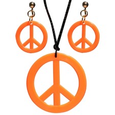 Collier hippie avec boucles d'oreilles orange fluo