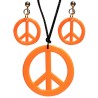 Collier hippie avec boucles d'oreilles orange fluo