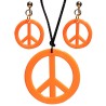 Collier hippie avec boucles d'oreilles orange fluo