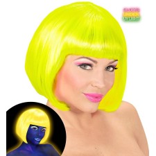 Perruque fluo jaune courte femme