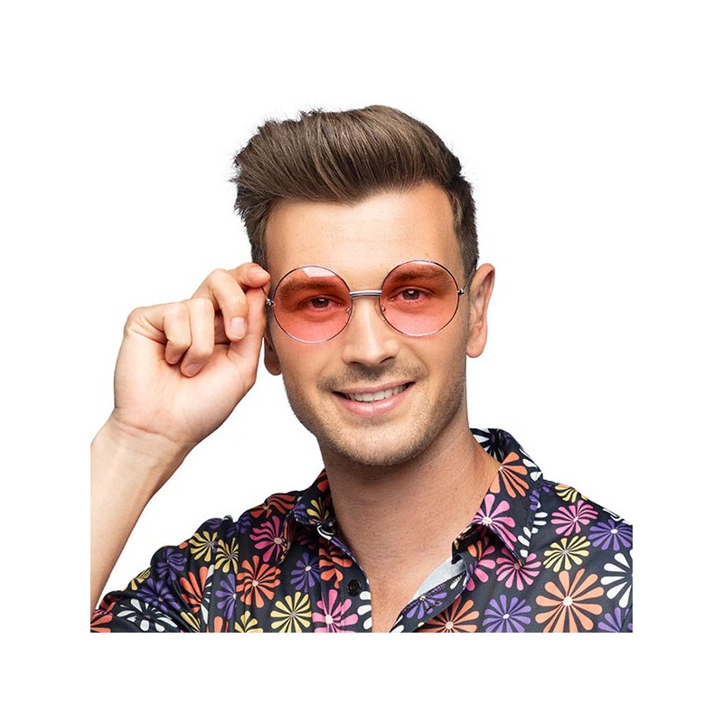 Lunettes Hippie Rondes XL verres roses Tralala Deguisement