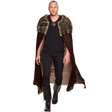Cape Médiévale Velours Avec Col Fourrure Amovible - Style Viking/Renaissance - Pour Cosplay, Halloween, Fêtes - 140 Cm