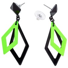 Boucles d'oreilles losange vert fluo