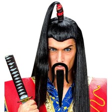 Fausse moustache samouraï avec barbichette