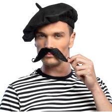 Moustache français autocollante pour déguisement