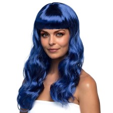 Perruque de déguisement femme bleue longue