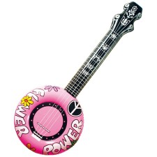 Banjo gonflable hippie rose fluo