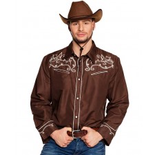 Déguisement adulte composé d'une chemise de cowboy marron pas cher