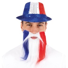 Fausse barbe bleu blanc rouge
