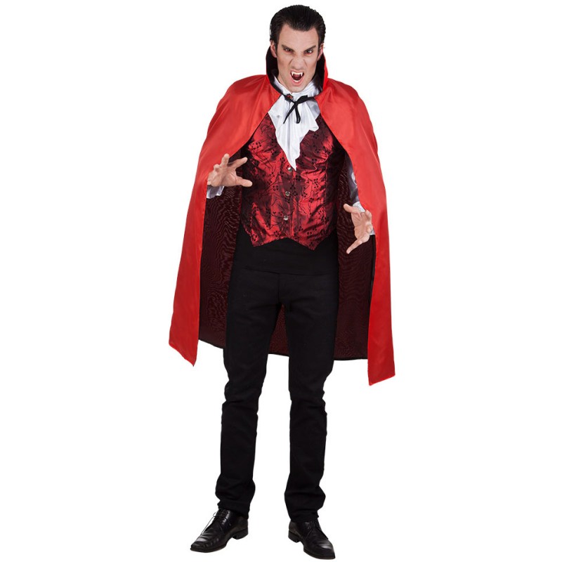 Cape De Vampire Réversible Noir/rouge 90 Cm - Pour Halloween Et Carnaval (avec Capuche)