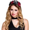 Serre-tête fleurs Halloween rouge et noir