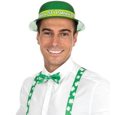 Chapeau St-Patrick pas cher vert pailleté