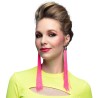 Boucles d'oreilles rose fluo à franges
