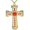 Croix dorée avec pierres rouges accessoire de déguisement