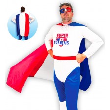 Costume de super français bleu blanc rouge pour homme