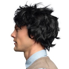 Perruque cheveux ébouriffés noirs pour homme
