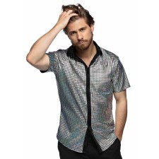 Chemise disco homme argent