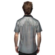 Déguisement chemisette argent disco homme