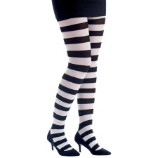 Collant rayé noir et blanc adulte pour déguisement