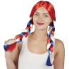 Accessoire perruque de supporter France bleu blanc rouge avec tresses pour femme