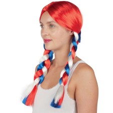 Perruque bleu blanc rouge femme