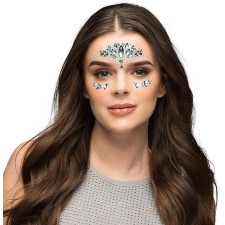 Strass visage bleu turquoise et argent