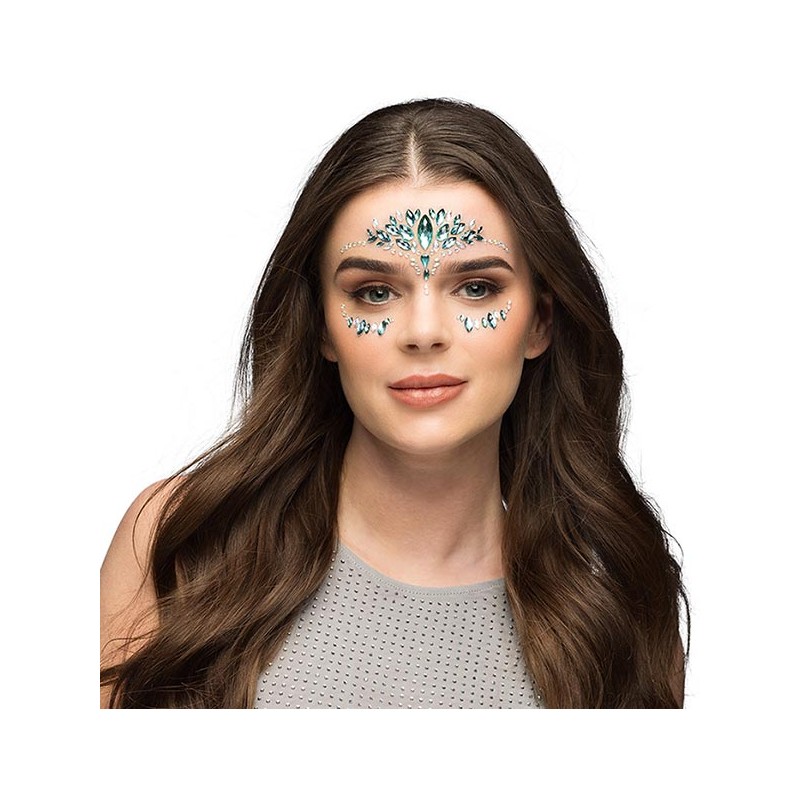 Strass visage bleu turquoise et argent Strass visage bleu turquoise et argent